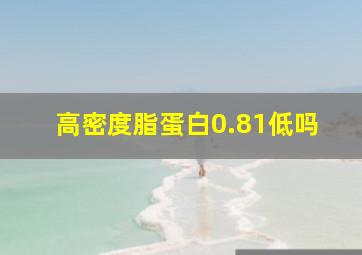 高密度脂蛋白0.81低吗