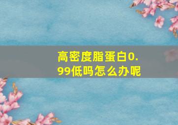 高密度脂蛋白0.99低吗怎么办呢