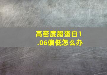 高密度脂蛋白1.06偏低怎么办