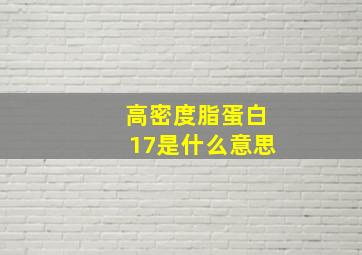 高密度脂蛋白17是什么意思