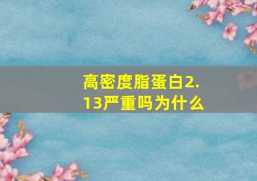 高密度脂蛋白2.13严重吗为什么