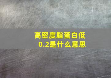 高密度脂蛋白低0.2是什么意思