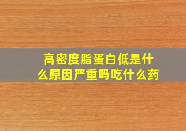 高密度脂蛋白低是什么原因严重吗吃什么药