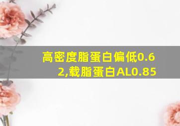 高密度脂蛋白偏低0.62,载脂蛋白AL0.85