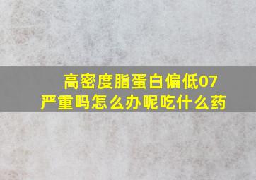 高密度脂蛋白偏低07严重吗怎么办呢吃什么药