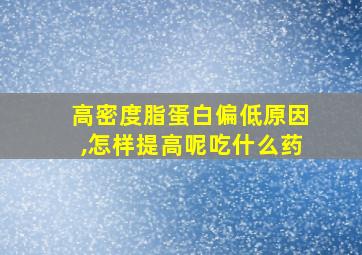 高密度脂蛋白偏低原因,怎样提高呢吃什么药