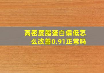 高密度脂蛋白偏低怎么改善0.91正常吗