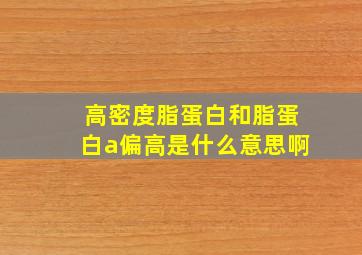 高密度脂蛋白和脂蛋白a偏高是什么意思啊