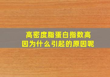 高密度脂蛋白指数高因为什么引起的原因呢