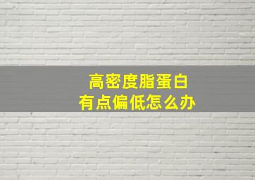 高密度脂蛋白有点偏低怎么办