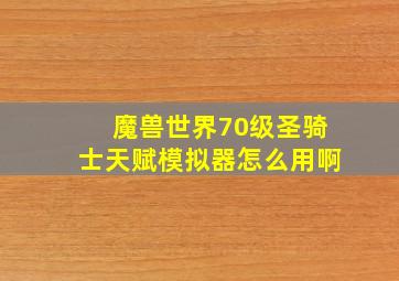 魔兽世界70级圣骑士天赋模拟器怎么用啊