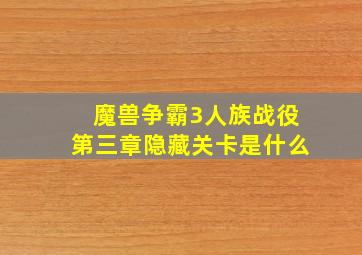 魔兽争霸3人族战役第三章隐藏关卡是什么