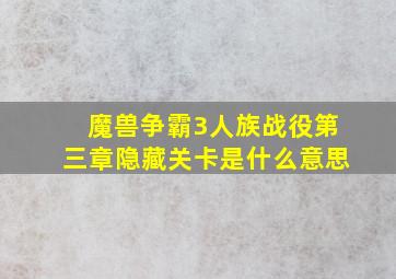 魔兽争霸3人族战役第三章隐藏关卡是什么意思