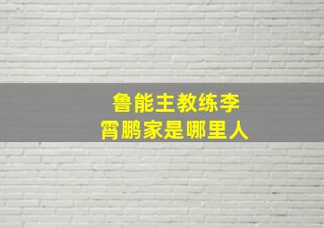 鲁能主教练李霄鹏家是哪里人