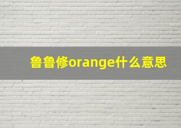 鲁鲁修orange什么意思