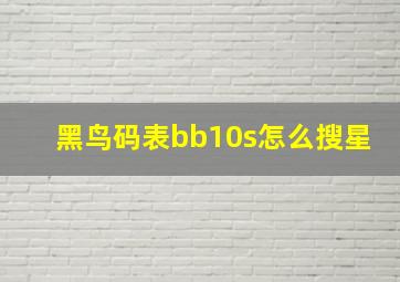 黑鸟码表bb10s怎么搜星