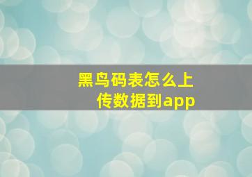 黑鸟码表怎么上传数据到app