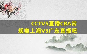 CCTV5直播CBA常规赛上海VS广东直播吧