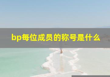 bp每位成员的称号是什么