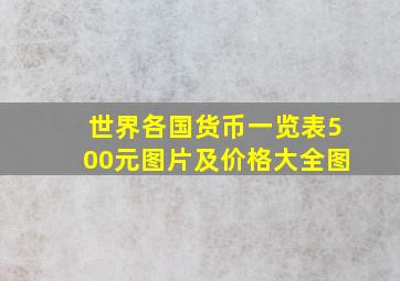 世界各国货币一览表500元图片及价格大全图