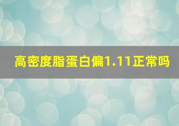 高密度脂蛋白偏1.11正常吗